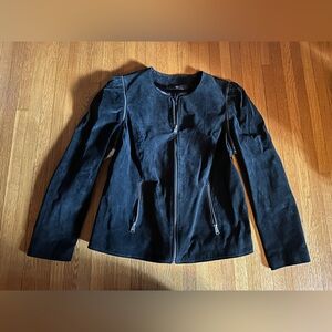 RLZ Black Suede Zipper Jacket with Detachable Sleeves, Size 10, NWT